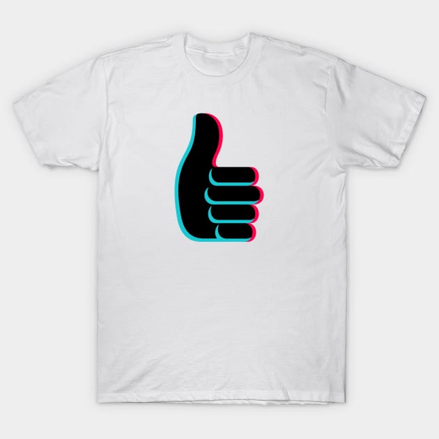 TikTok like thumbs up emoji smiley Black T-Shirt by ThingyDilly